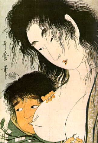 Yama-uba nursing Kintoki by Kitagawa Utamuro 1802 Japan