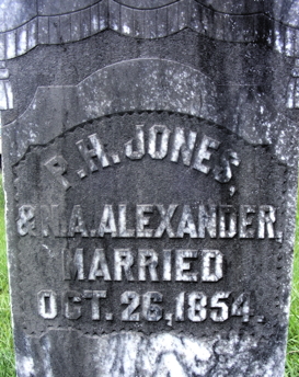 PH Jones married Norcissa Alexander1854